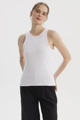 Polera Peto Mujer Básico Liso Rib Blanco