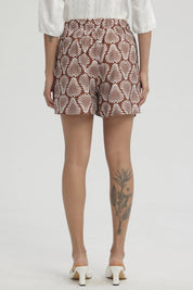 Falda Mujer Delantero Cruzado Full Print Café