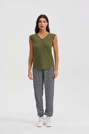 Polera Mujer Macramé Verde Musgo