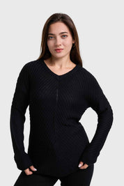 Sweater Mujer Listado Negro