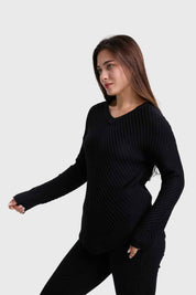 Sweater Mujer Listado Negro
