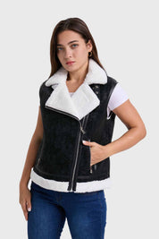 Chaqueta Mujer Efecto Cuero Bonded Negro