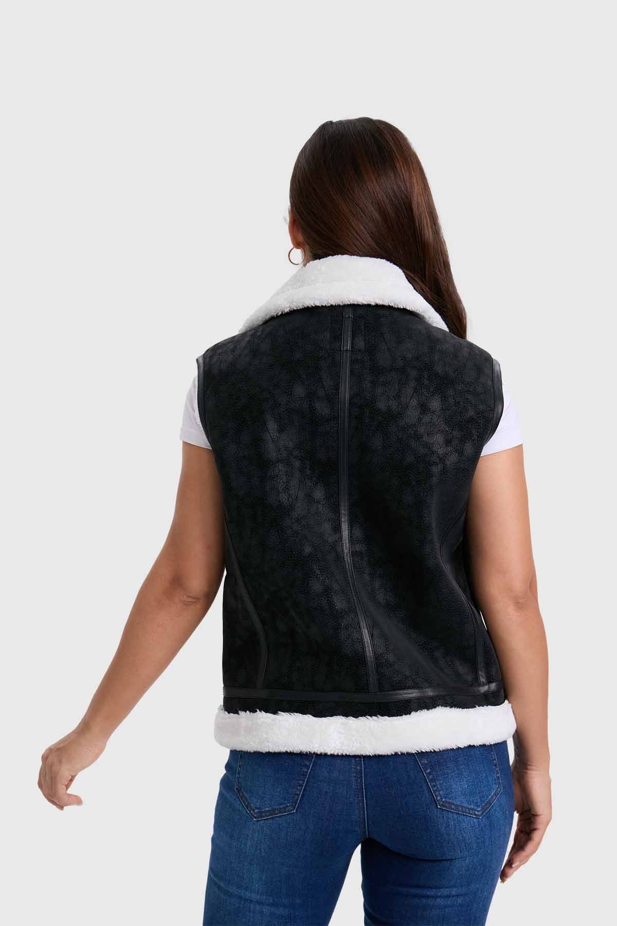Chaqueta Mujer Efecto Cuero Bonded Negro