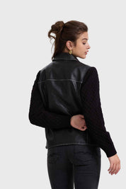 Chaqueta Mujer Efecto Cuero Negro