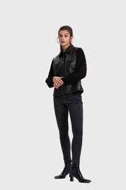Chaqueta Mujer Efecto Cuero Negro