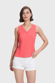 Polera Mujer Aplicación Tachas Coral