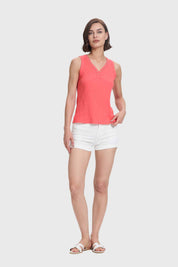 Polera Mujer Aplicación Tachas Coral