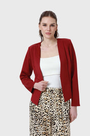 Blazer Mujer Sin Solapa Burdeo