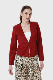 Blazer Mujer Sin Solapa Burdeo