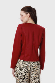 Blazer Mujer Sin Solapa Burdeo