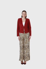 Blazer Mujer Sin Solapa Burdeo