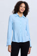 Blusa Mujer Abotonada Con Pinzas Celeste