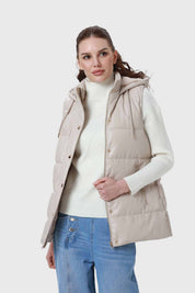 Parka Mujer Larga Efecto Cuero Arena