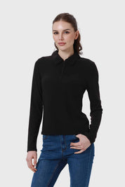 Polera Mujer Medio Cierre Estampado Negro
