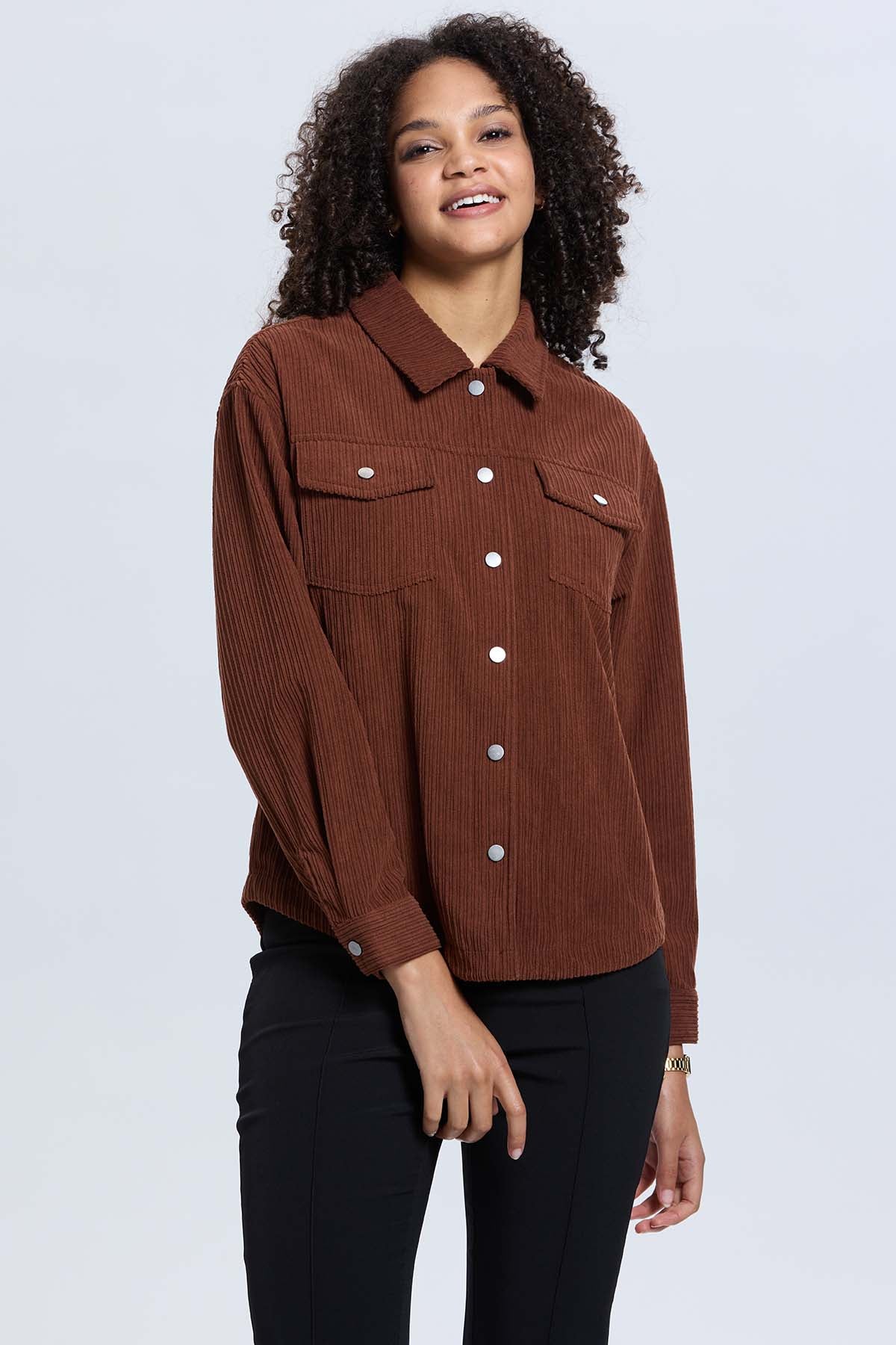 Chaqueta Mujer Cotelé Cafe