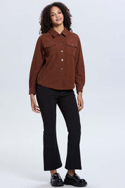 Chaqueta Mujer Cotelé Cafe