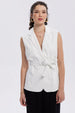 Chaqueta Mujer Efecto Cuero Lisa Crudo