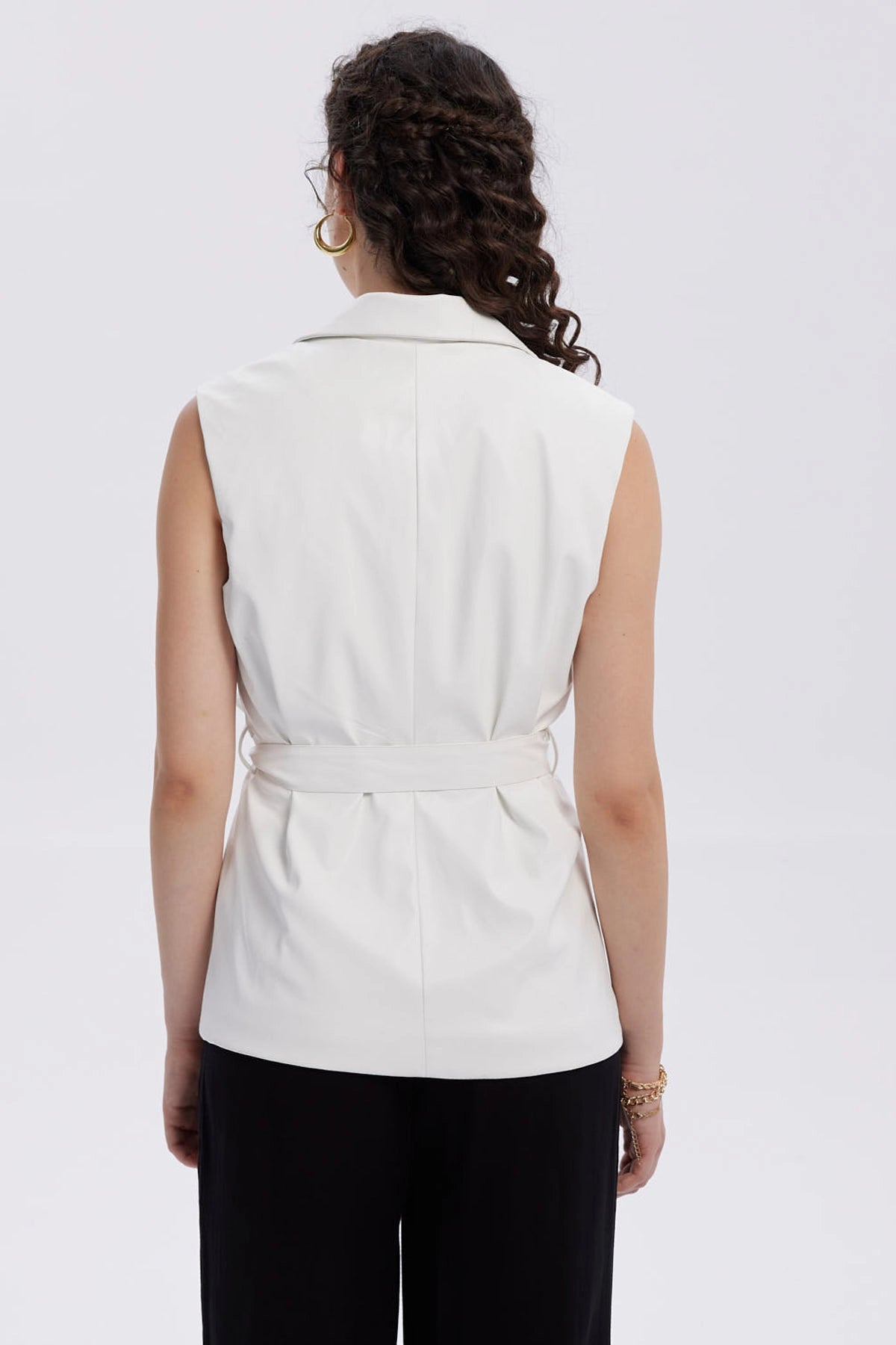 Chaqueta Mujer Efecto Cuero Lisa Crudo