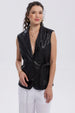 Chaqueta Mujer Efecto Cuero Lisa Negro