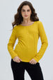 Polera Mujer Botón Rib lisa Amarillo