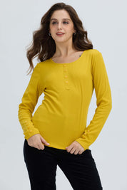 Polera Mujer Botón Rib lisa Amarillo