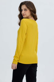 Polera Mujer Botón Rib lisa Amarillo