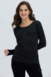 Polera Mujer Botón Rib lisa Negro