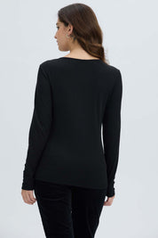 Polera Mujer Botón Rib lisa Negro
