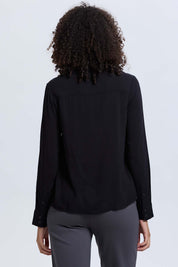 Blusa Mujer Satinada Abotonada Negro