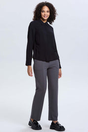 Blusa Mujer Satinada Abotonada Negro