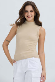 Polera Mujer Rib Beige