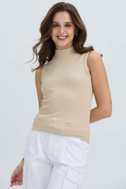 Polera Mujer Rib Beige