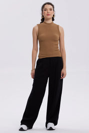Polera Mujer Rib Café Claro