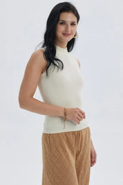 Polera Mujer Rib Crema