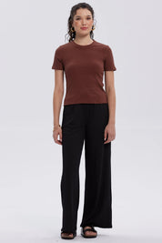 Polera Mujer Rib Crop Lisa Café