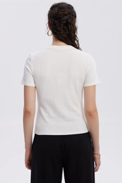 Polera Mujer Rib Crop Lisa Crudo