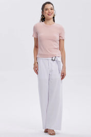 Polera Mujer Rib Crop Lisa Palo Rosa