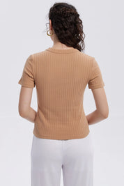 Polera Mujer Rib Crop Lisa Camel
