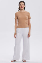 Polera Mujer Rib Crop Lisa Camel