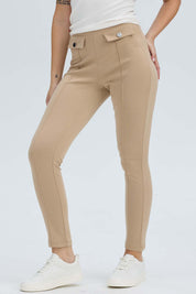 Calza Mujer Pretina Elasticada Beige