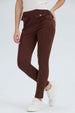 Calza Mujer Pretina Elasticada Café