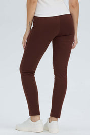 Calza Mujer Pretina Elasticada Café