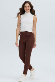 Calza Mujer Pretina Elasticada Café