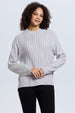 Sweater mujer trenzado gris de tejido casual