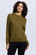 Sweater mujer trenzado verde militar casual tejido