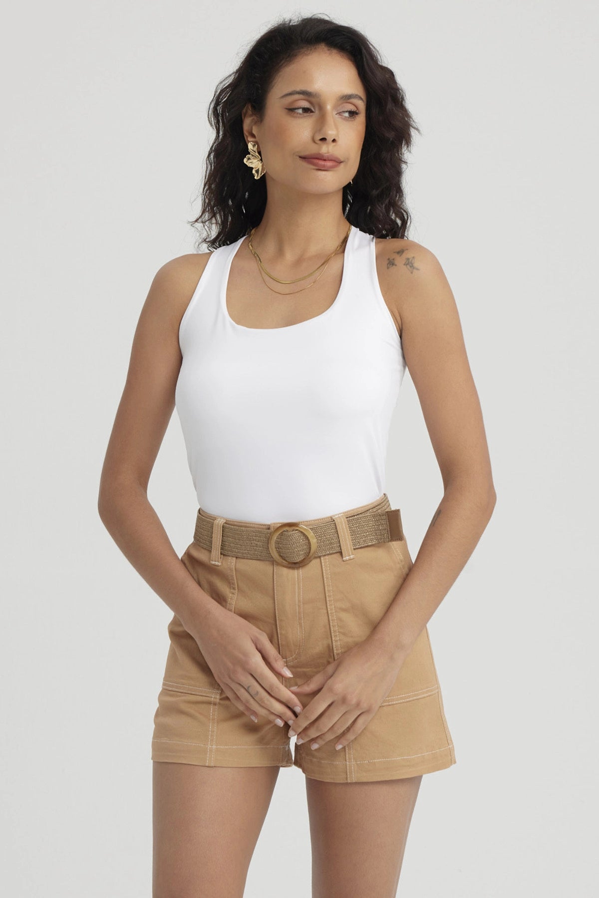 Polera Mujer Lisa Doble Capa Blanco