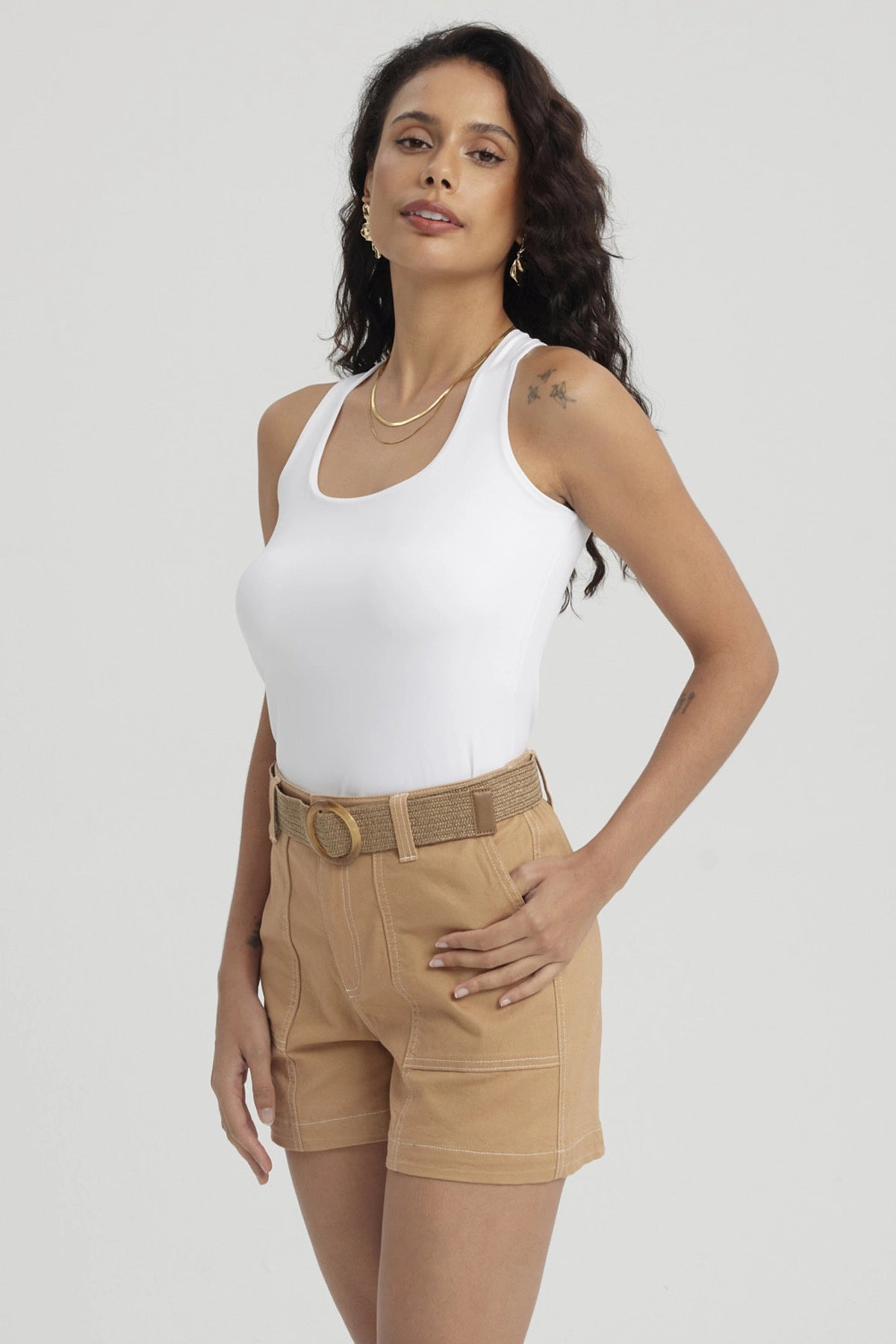 Polera Mujer Lisa Doble Capa Blanco