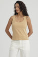 Polera Mujer Lisa Doble Capa Camel