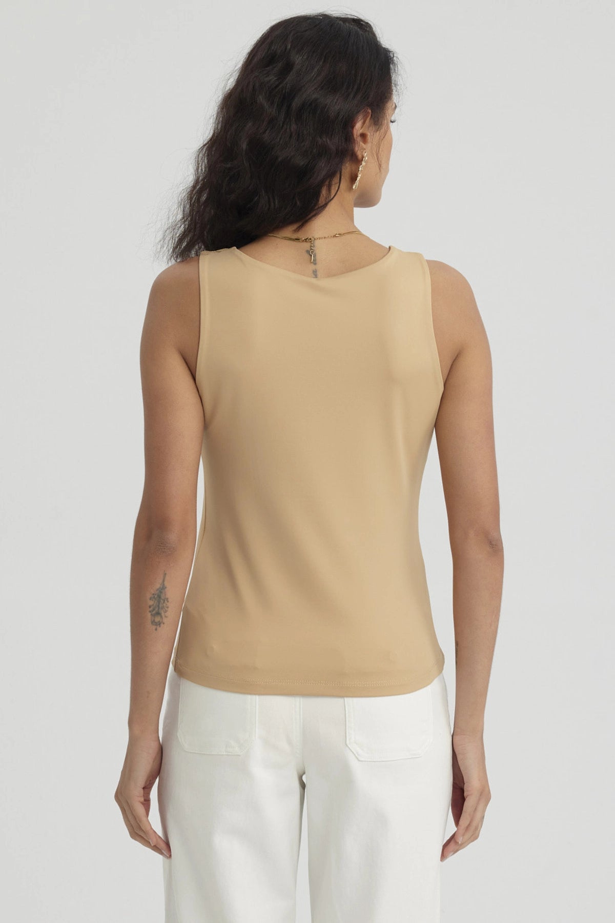 Polera Mujer Lisa Doble Capa Camel