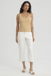 Polera Mujer Lisa Doble Capa Camel